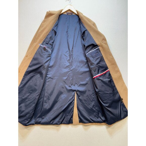 Tommy Hilfiger Men's Wool Notched Collar Overcoat Long Sleeve Size 40R Sand - Picture 6 of 11